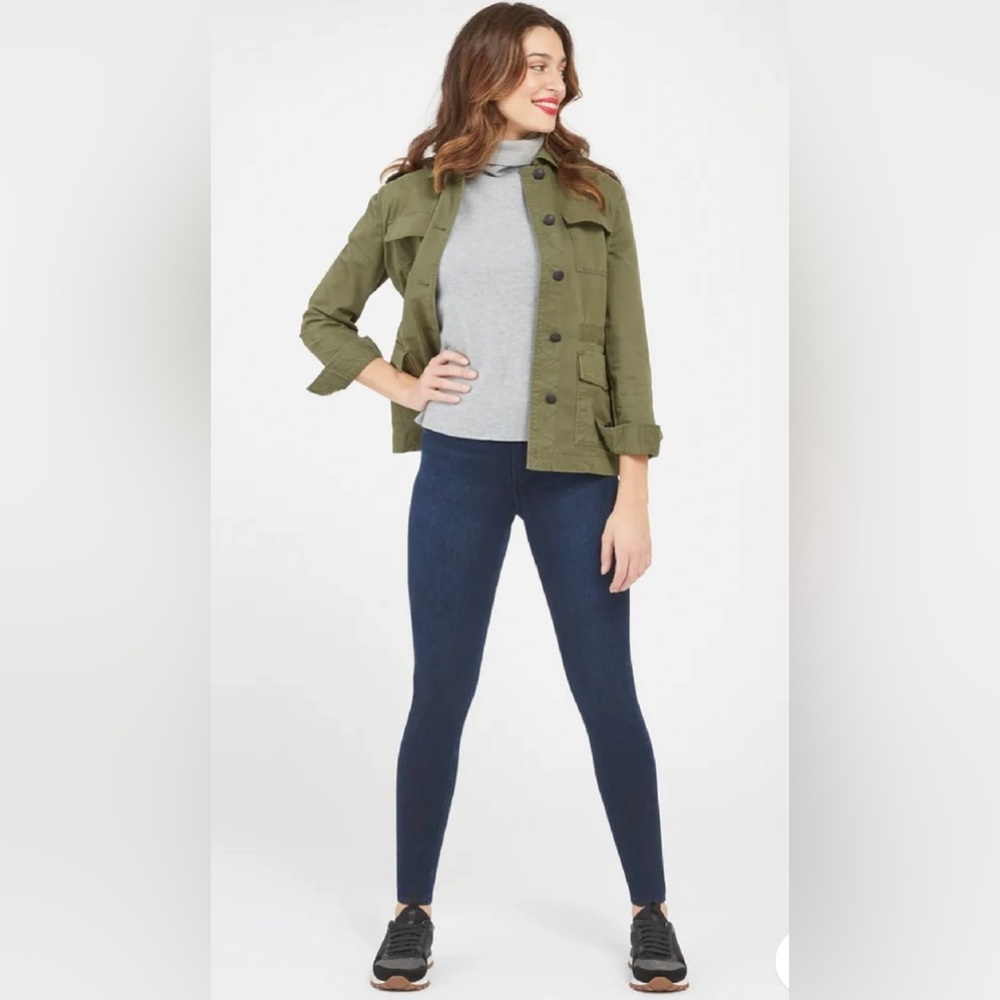 SPANX Jean-ish Leggings Denim Pants Slimming Dark Wash High Rise Pull On Shaping